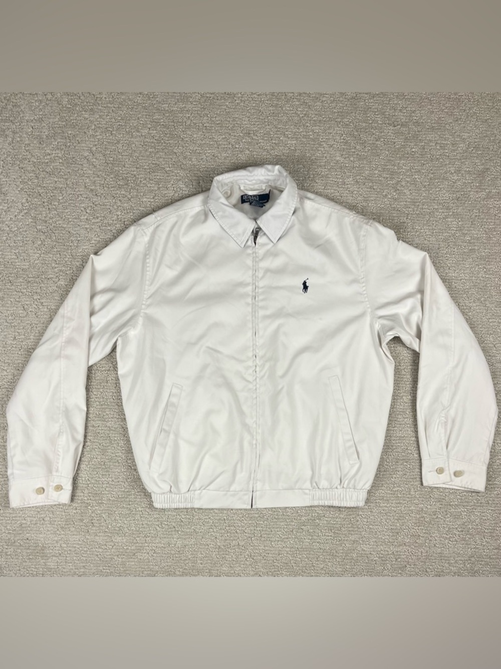 Polo Ralph Lauren Men's White Harrington Jacket Size S Vintage